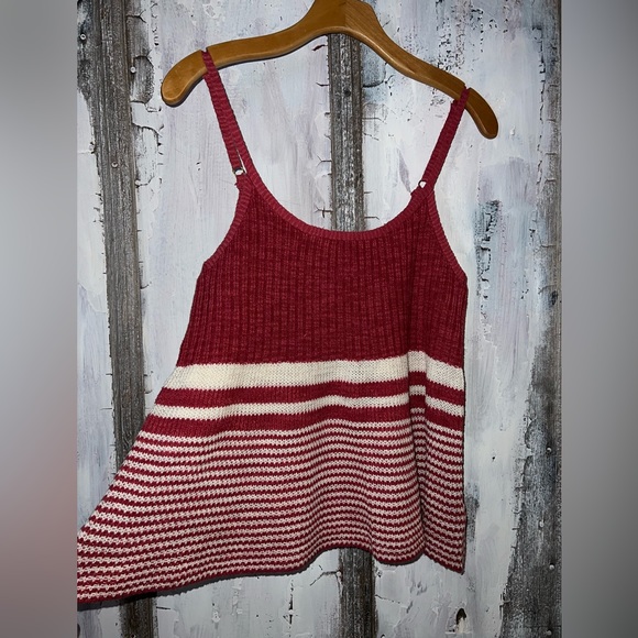 Anthropologie Moth Nuru Red Striped, Ribbed Midi Tank Sweater M - Picture 2 of 5